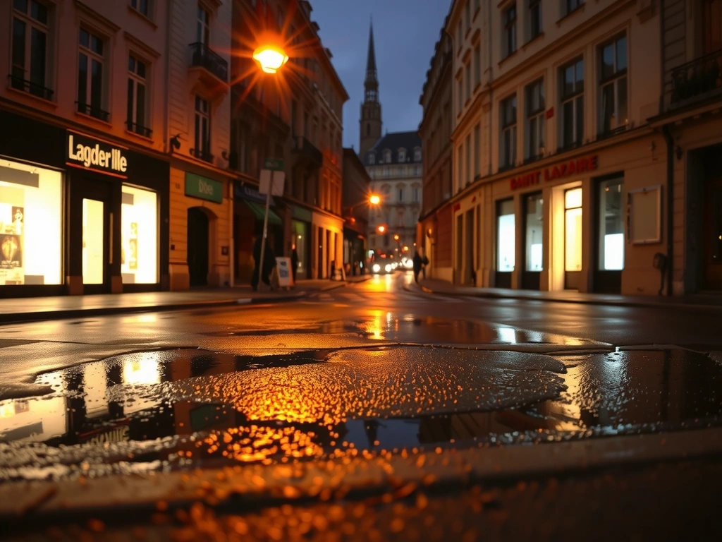 Rue Saint-Lazare à l'aube